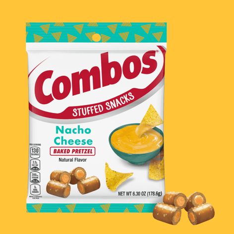 COMBOS Nacho Cheese Pretzel Baked Snacks, 6.3oz Bag